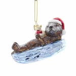 Noble Gems Sea Otter Glass Christmas Ornament, 4" Long, By Kurt Adler. Fixed Price $16.99.