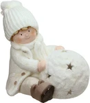 Northlight 12.5" White Tealight Snowball Sitting Boy Christmas Candle Holder. Fixed Price $57.95.