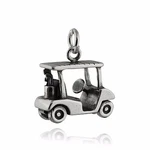 Cart Charm - 925 Sterling Silver 3D Course Clubs Ball Drive Golfing New. Fixed Price $33.00.