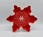 Hallmark Holiday Ceramic Snowflake Shaped Red White Candy Dish Cookie Plate New. Fixed Price $12.00.