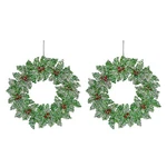 Glittered Holly Wreath Ornaments SET/2. Fixed Price $12.99.