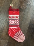 New West Elm Fair Isle Knit Christmas Stocking Pink Red Heart Striped Mono Lily. Fixed Price $21.50.
