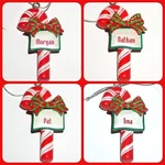 Candy Cane Christmas Ornament Bow Ganz Personalized Red Silver Choose Nwt. Fixed Price $8.08.