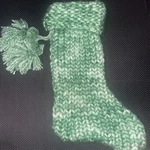 New Place & Time Green Chunky Knit Christmas Stocking Starry Night Tree Decor. Fixed Price $14.99.