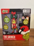 New 6.5' The Grinch Airblown Inflatable Hanging From Christmas Wreath Dr. Seuss. Fixed Price $79.99.