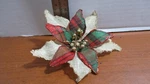 Holiday Time Glittery Burlap Poinsettia Clip On Christmas Ornament Nwt. Fixed Price $8.00.
