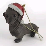 Brown Dachshund Dog Christmas Ornament Wearing Santa Hat Kurt Adler. Fixed Price $13.50.