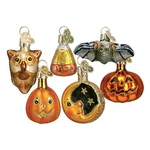 Old World Christmas Miniature Halloween Assortment Tree Ornament Set Owl Bats. Fixed Price $65.99.