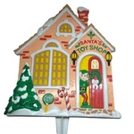 Jsny Santa Toy Shop Elf Plastic Christmas Yard Lawn Stakes Decor Vintage Mcm. Fixed Price $21.24.