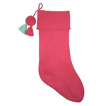 Holiday Time 36" Jumbo Stocking Pink Knit Christmas W/ Pompoms. Fixed Price $17.99.