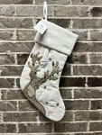 Pottery Barn Embellished Christmas Velvet Stocking Reindeer Buck Bells Ivory New. Fixed Price $47.77.