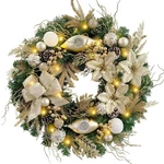 Wanna-cul Pre-lit 24 Inch Lighted Christmas Wreath For Front Door Champagne G.... Fixed Price $113.99.