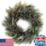 Huashen Winter Birch Pinecone Wreath - 26 Inch Front Door. Fixed Price $74.01.