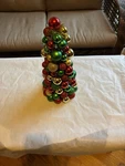 15.75 Red Gold Green Christmas Holiday Shatterproof Ball Tree. Fixed Price $21.00.