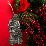 Pewter Father Christmas Vtg Holiday Ornament Avon 1993 Santa Claus With Box. Fixed Price $13.99.