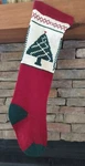 Fair Isle Knit Christmas Stocking Pine Trees Green Ivory Red 18" Classic Holiday. Fixed Price $11.99.