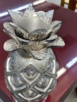 Tommy Bahama Pineapple Shaped Bubble Caged Glass & Silver Iron Votive Holder. Fixed Price $72.00.