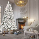 5FT Flocked Pvc Christmas Tree With 300 Ul Lights,metal Stand For Holiday Decor. Fixed Price $153.00.