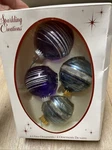 Sparkling Creations Christmas Ornaments 4 Round Glass Ball Glitter Hand Painted. Fixed Price $20.00.