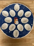 St. Nicholas Square Snow Days 13" Round 12-SLOT Deviled Egg Serving Platter. Fixed Price $14.95.