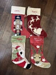 New Pottery Barn Embroidered Crewel Santa Deer Sleigh Christmas Stockings Set 4*. Fixed Price $39.50.