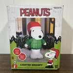 Gemmy Airblown Peanuts Snoopy Christmas Santa Hat 6FT Tall Light Holiday Decor. Fixed Price $70.00.