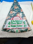 New Vtg Poly-tex Hallmark Christmas Tree Skirt Table Cover 41 Round Love Joy. Fixed Price $15.23.