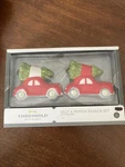 Threshold Salt & Pepper Shakers Christmas Red Car Tree Nib. Fixed Price $9.99.