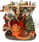 Holiday Living Santa Fiber Optic Fireplace Tree Polyresin 17IN Lighted Decor. Fixed Price $69.00.