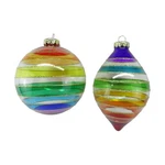 Rainbow Striped Glass Christmas Ornaments By December Diamonds New Set Of 2. Fixed Price $16.98.