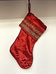 Vtg Walmart Christmas Holiday Stocking Velvet Gold Embroidered Made India. Fixed Price $13.99.