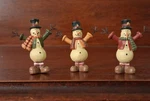 Retired Blossom Bucket Mini Snowman Trio Figurines By Suzi Skoglund. Fixed Price $15.00.