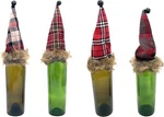 Wine Bottle Cover Plaid Santa Hat With Bells Christmas Decor Gift 9.5" Set 4. Fixed Price $15.99.