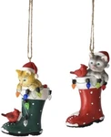 Ganz Midwest Cbk H1 Cat Kittens In Santa Boot Ornament 3.5" 2PC Set MX180232. Fixed Price $21.59.