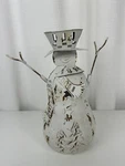 Metal Snowman Candle Holder Christmas Holiday 12" White Rusty Primitives Rustic. Fixed Price $24.95.