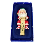 Vintage Russ Santa Christmas Stocking Hanger Striped Socks Holding Joy List. Fixed Price $8.00.