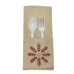 Christmas Snowflake Silverware Holders Set Of 8 Embroidered Linen Holiday Decor. Fixed Price $26.00.