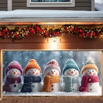 Christmas Garage Door Banner 7X16FT, Colorful Snowmen Family With Winter Scar.... Fixed Price $50.22.