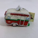 Old World Christmas Travel Trailer Camper Rv Ornament Red Green White. Fixed Price $21.99.