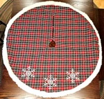 Christmas Tree Skirt Red Plaid Snowflake Fur Trimmed 4'D Round St. Nick's Choice. Fixed Price $11.64.