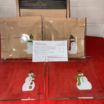 The Pampered Chef Set Of 4 Snowmen 6 Appetizer Square Glass Plates #2819 - Nib. Fixed Price $12.99.