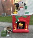 Rare Gemmy 7 Snoopy Fireplace Inflatable Christmas Peanuts Decor Working W/ Box. Fixed Price $219.00.