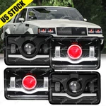 4PCS For Buick Regal Grand National 1982-1987 4X6" Led Headlights Halo Red Drl. Fixed Price $60.76.