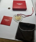 Vintage Gorham Cut Crystal Gold Heart Bow Christmas Ornament. Fixed Price $11.99.
