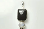 925 Sterling Silver Black & Moonstone Drop Pendant 16.2 Grams (PEN6275). Fixed Price $53.10.