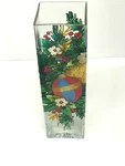 Joan Baker Hand Painted Candle Holder Stain Glass Christmas Ornament Vase. Fixed Price $25.00.