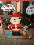 Gemmy Christmas 4 Ft Santa Claus & Puppy Dog Lighted Airblown Inflatable. Fixed Price $46.75.