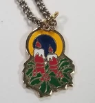 Necklace Holiday Candle Pendant On 18" Chain Vintage Christmas. Fixed Price $9.97.
