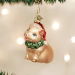 Old World Christmas, Holly Pig (with Owc Gift Box) Blown Glass Ornaments. Fixed Price $15.00.