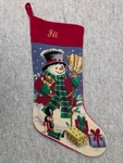 Vtg Snowman Needlepoint Christmas Stocking Wool Lillian Vernon Monogramed Jill. Fixed Price $29.99.